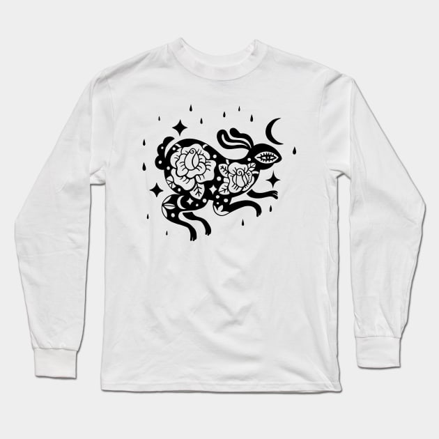 black rabbit Long Sleeve T-Shirt by Paolavk